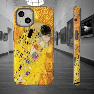 Gustav Klimt Kiss coque de téléphone iphone 14 13 12 11 Samsung Galaxy S23 S22 S21 S20 S10 Google Pixel 7 6 5 Art Nouveau moderne