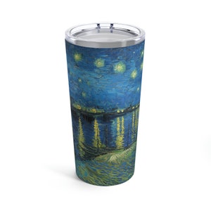 Vincent Van Gogh Starry Night Edelstahl 20 Unzen Becher Reise Größe Isolierte Moderne Kunst Feine Zeitgenössische Personalisiert