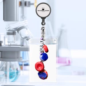 Custom Blood Cell Badge Charm - Hematology Gift, Clinical Lab Keychain Pendant for Lab Tech, Phlebotomist, MLT, PBT, White Blood Cell Charm