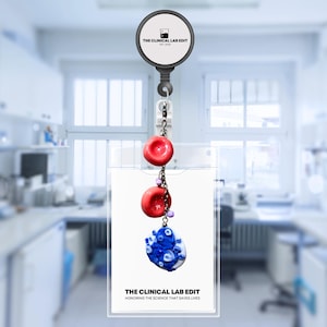 Custom Blood Cell Badge Clip; Hematology Charm, Clinical Lab Keychain Pendant for Lab Tech, Phlebotomist, MLT, PBT, Pathology, Nurse, Doctor