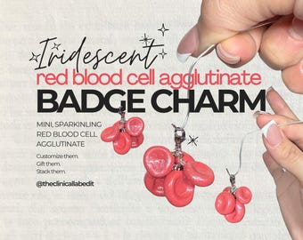 Mini insignia iridiscente de aglutinación de glóbulos rojos / Accesorio de hematología de arcilla polimérica para técnicos de laboratorio, auxiliares de laboratorio clínico, técnicos de laboratorio clínico y estudiantes de medicina.