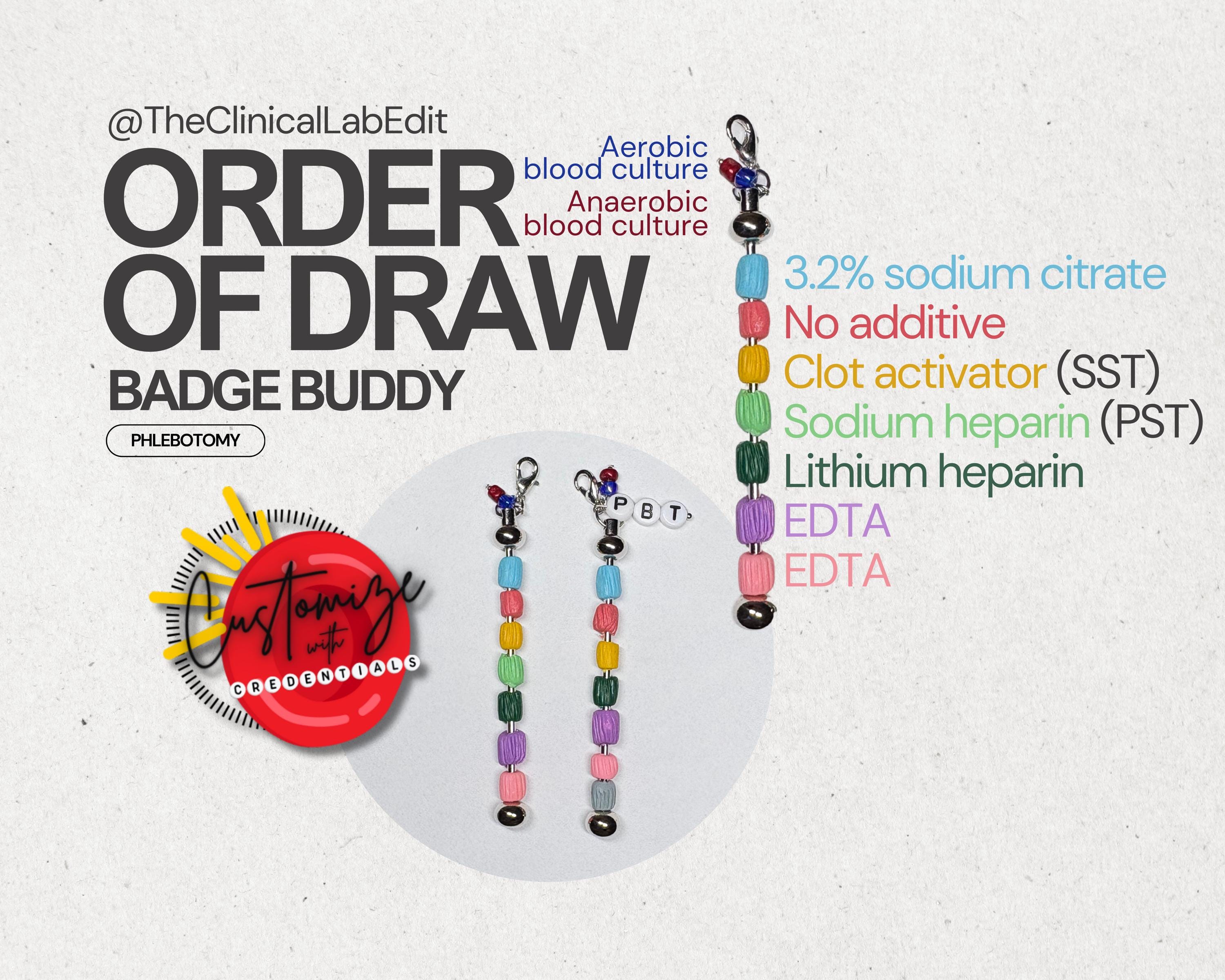Medical Order of Draw Badge Charm | Phlebotomy Cheat Sheet - Etsy