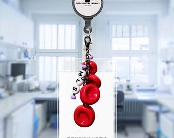 Custom RBC Badge Charm - Hematology Gift, Phlebotomy Keychain, Blood Cell Pendant for Lab Scientist, Phlebotomist, MLT, PBT, Student, Nurse
