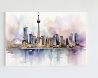 Toronto City in water color digital art