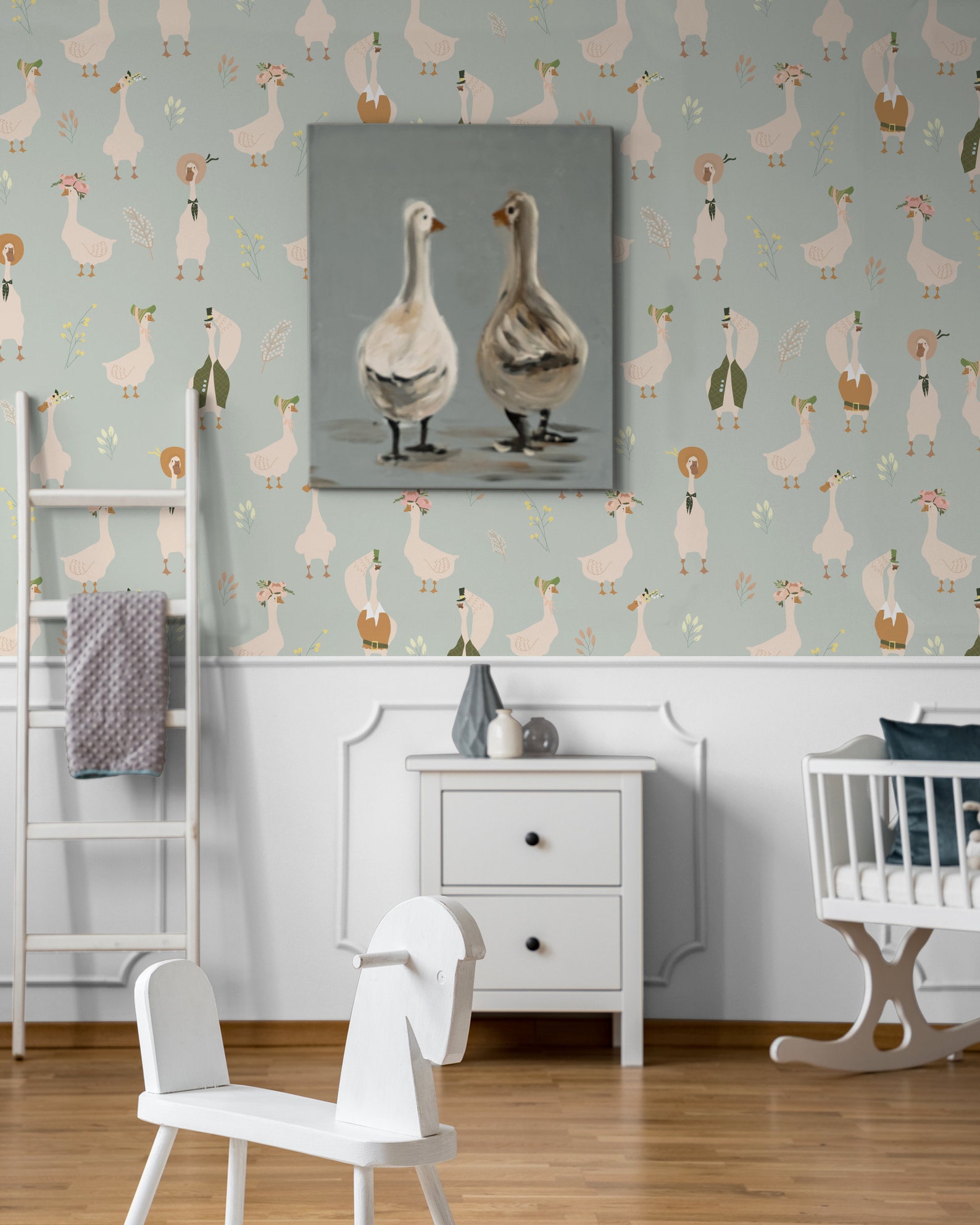 Silly Goose Removable Wallpaper, Vintage Animals Nursery Peel and Stick ...