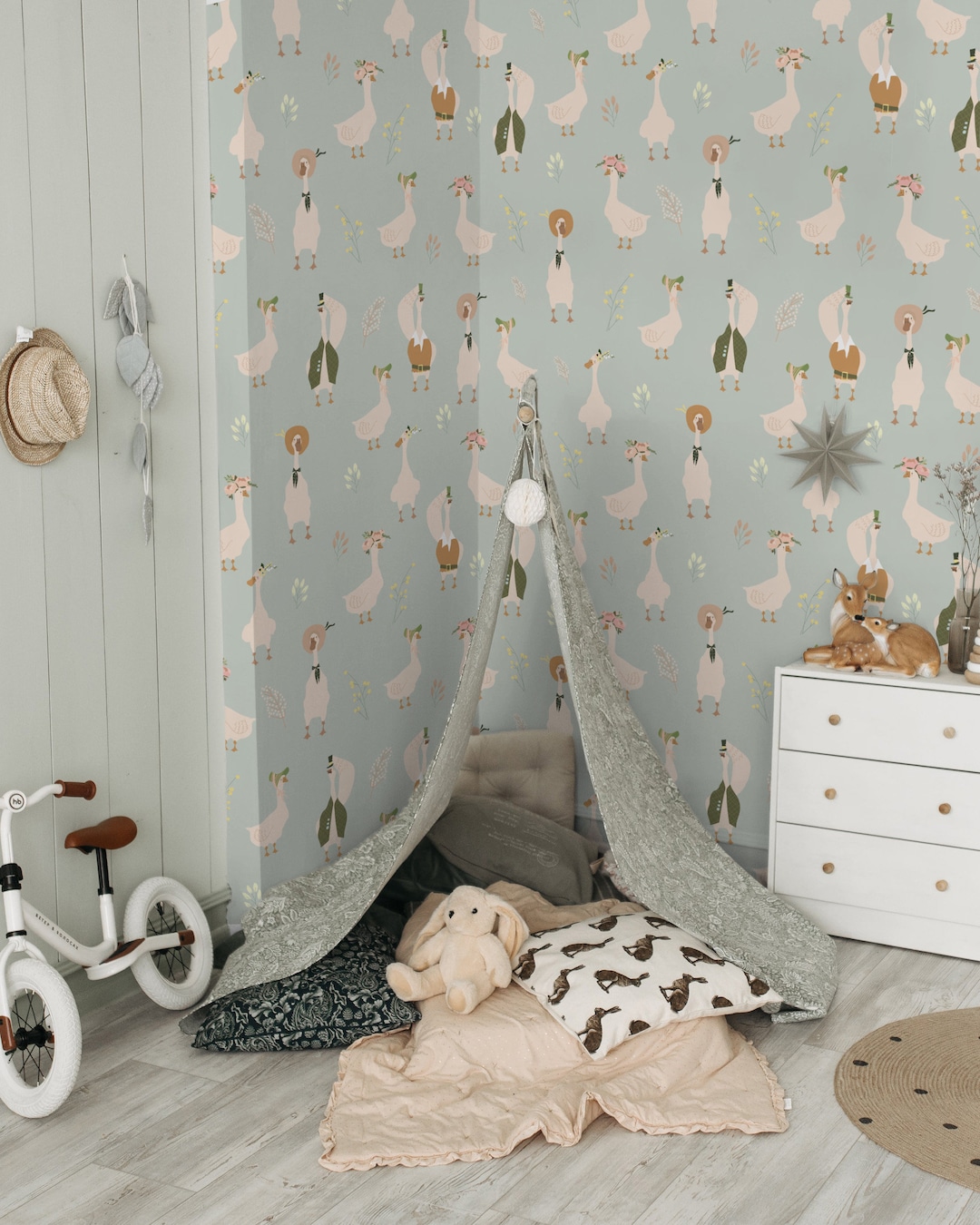 Silly Goose Removable Wallpaper, Vintage Animals Nursery Peel and Stick ...