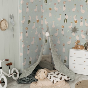 Silly Goose Removable Wallpaper, Vintage Animals Nursery Peel and Stick ...