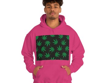 Feuilles de pot et sweat-shirt à capuche unisexe en mélange épais rose