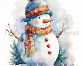 Watercolor Snowman Clipart: Winter Holiday Designs (Digital Download)