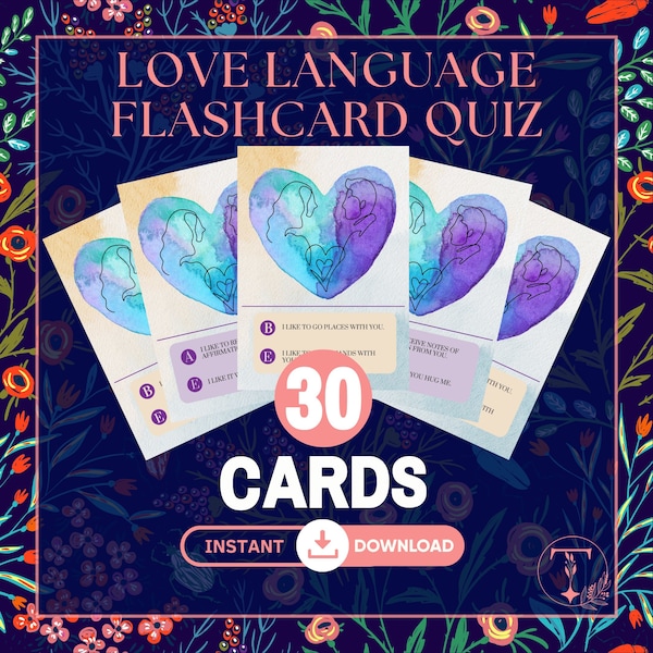 Love Languages Flashcard Quiz, Discover Your Love Language, Relationship Deck, Couples Gift, Date Night Cards, Couple Therapy Questionnaire