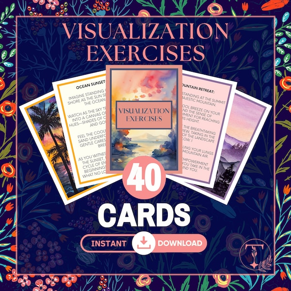 Visualization Exercises 40 Flashcards, Visual Therapy Cards, Enhance Your Imagination and Mindfulness, Find Peace and Serenity, Calm Anxiety