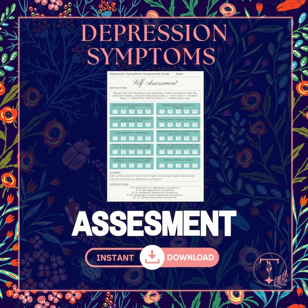 Depression Symptoms Self Assessment Scale Tool Shed Light on Your Emotions and Thoughts. Therapy Assessment Aid for Clients with Depression