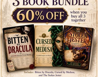 Printable Mystery Puzzle Book Bundle | 3 Digital Detective Games | Logic Elimination Puzzles | Whodunit Mystery Game | Instant PDF Download