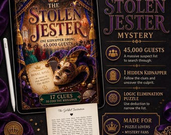 The Stolen Jester | Printable PDF Mystery Puzzle | Royal Ball Logic Game | Whodunnit Clue Challenge | Digital Puzzle Download | 45,000 names