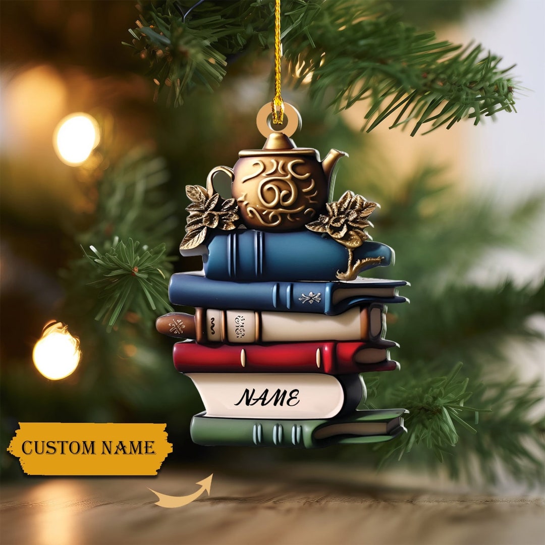 Christmas Tree Bookshelf Personalized Christmas 2D Flat Etsy