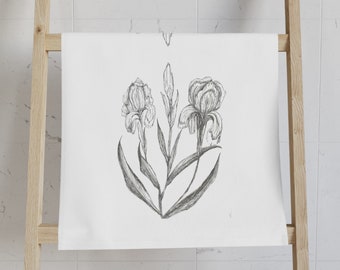Hand Towel with Original Floral Art Print, Tulips