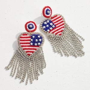 Love USA Beaded dangle Earrings