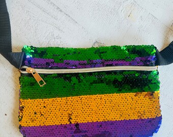 sequin mardi gras fanny pack