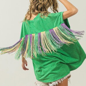 mardi gras sequin fringe top