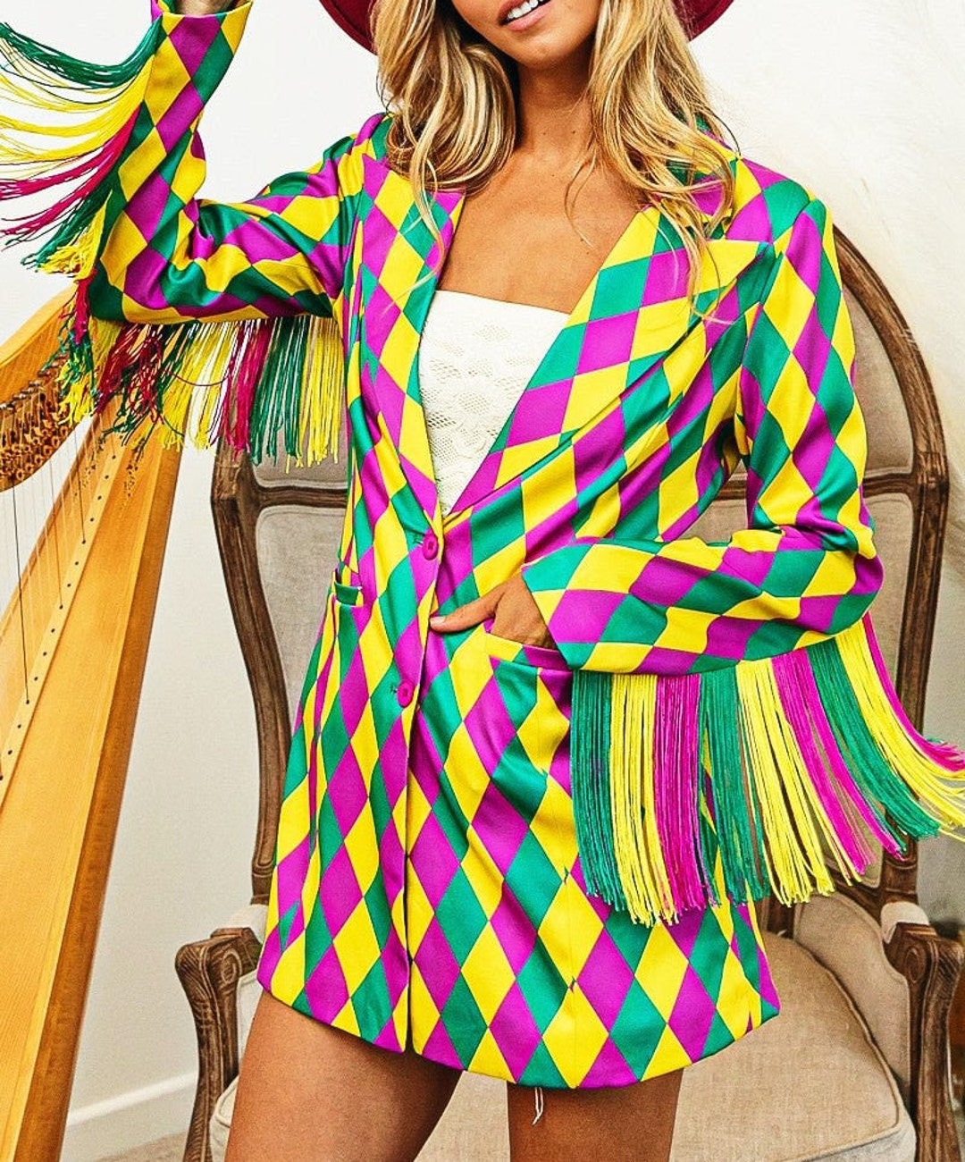 mardi gras fringe fabric