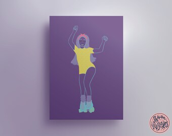 Jam Skater #4 - Art Print A5 A4 A3 for your Home, Living Room, Study, Kitchen, Hallway, Bedroom, Kids Play Room by Sharon Illustrates