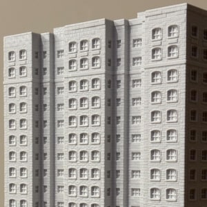 Chicago-Style Hi-Rise Apartments, 1:400 (3D Printed Building)
