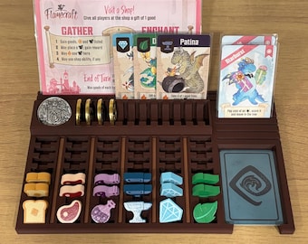 Flamecraft Deluxe Flamekeeper Organizer: Abacus Rosewood 3D Print, Fits Sleeved Cards, Jumbo Tokens, & Coins