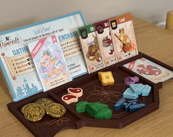 Flamecraft Deluxe Flamekeeper Organizer: Dragon Scale Rosewood 3D Print, Fits Sleeved & Unsleeved Cards