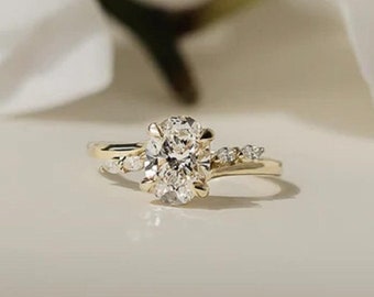 3 Ct Oval Cut Moissanite Engagement Ring, Oval Cut Ring, Elongated Oval, Moissanite Engagement Ring, Ice Crushed Oval