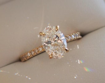 1.54 Ct Oval Cut Moissanite Engagement Ring, Oval Cut Ring, Elongated Oval, Moissanite Engagement Ring, Ice Crushed Oval