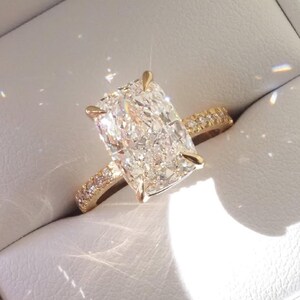 3 Ct Cushion Cut Moissanite Engagement Ring, Cushion Cut Ring, Elongated Cushion, Solitaire Ring