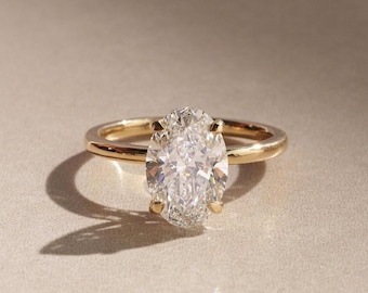 1.51 Ct Oval Cut Moissanite Engagement Ring, Oval Cut Ring, Elongated Oval, Moissanite Engagement Ring, Ice Crushed Oval