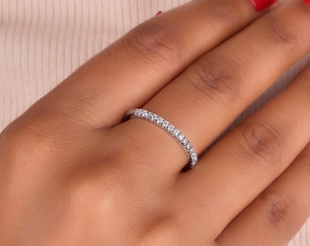 2 mm Half eternity Moissanite Wedding Band, Half Eternity band, Moissanite Band