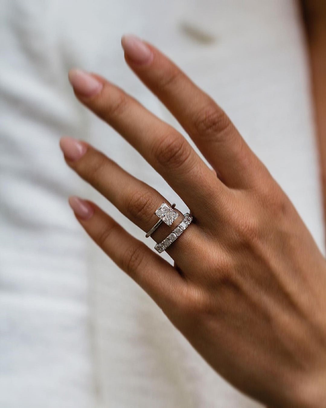 2 Ct Radiant Cut Moissanite Engagement Ring, Crushed Ice Radiant Cut Ring, Elongated Radiant
