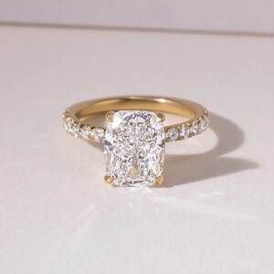 3 Ct Cushion Cut Moissanite Engagement Ring, Cushion Cut Ring, Elongated Cushion, Solitaire Ring