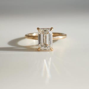 2.03 Ct Emerald Cut Moissanite Engagement Ring, Emerald Cut Ring, Moissanite Engagement Ring, Solitaire Emerald Cut Ring