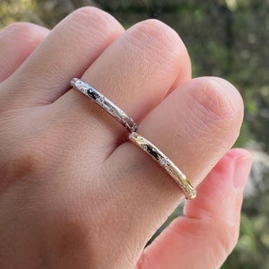 2.20 mm 14K Yellow-White Gold Moissanite Wedding Band, Unique band, Moissanite Band
