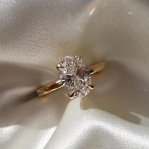 2 Ct Oval Cut Moissanite Engagement Ring, Oval Cut Ring, Elongated Oval, Moissanite Engagement Ring, Ice Crushed Oval