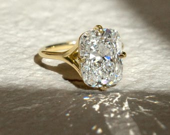 6.06 Ct Cushion Cut Moissanite Engagement Ring, Cushion Cut Ring, Elongated Cushion,Solitaire Ring for Her
