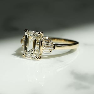 Bague de fiançailles moissanite taille émeraude 2,83 carats, bague taille émeraude, bague de fiançailles moissanite, bague solitaire taille émeraude