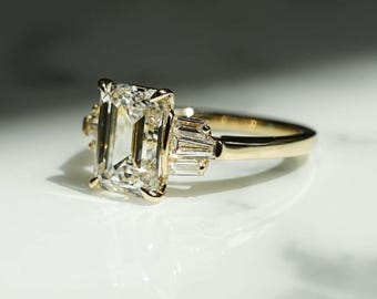 2.83 Ct Emerald Cut Moissanite Engagement Ring, Emerald Cut Ring, Moissanite Engagement Ring, Solitaire Emerald Cut Ring