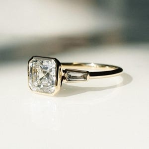 Bezel Set 1.94 Ct Asscher Cut Moissanite Engagement Ring , Asscher Cut Ring, Moissanite Engagement Ring, Asscher Cut Moissanite Ring