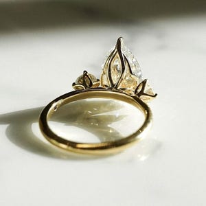 Three Stone 2.89 CT Pear Cut Moissanite Engagement Ring Anniversary Gift Three Stone Ring Christmas Gift For Her