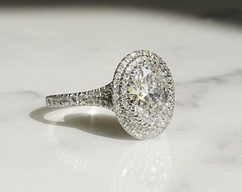 2 Ct Oval Cut Moissanite Engagement Ring, Oval Cut Ring, Elongated Oval, Moissanite Engagement Ring, Ice Crushed Oval