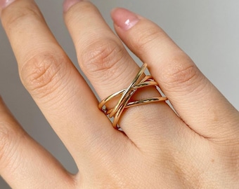 Entwined 4 Gold Bands 14K Yellow Gold Plain Gold Wedding Band, Plain band, Rose Gold Plain Band