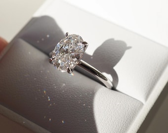 2 Ct Oval Cut Moissanite Engagement Ring, Oval Cut Ring, Elongated Oval, Moissanite Engagement Ring, Ice Crushed Oval