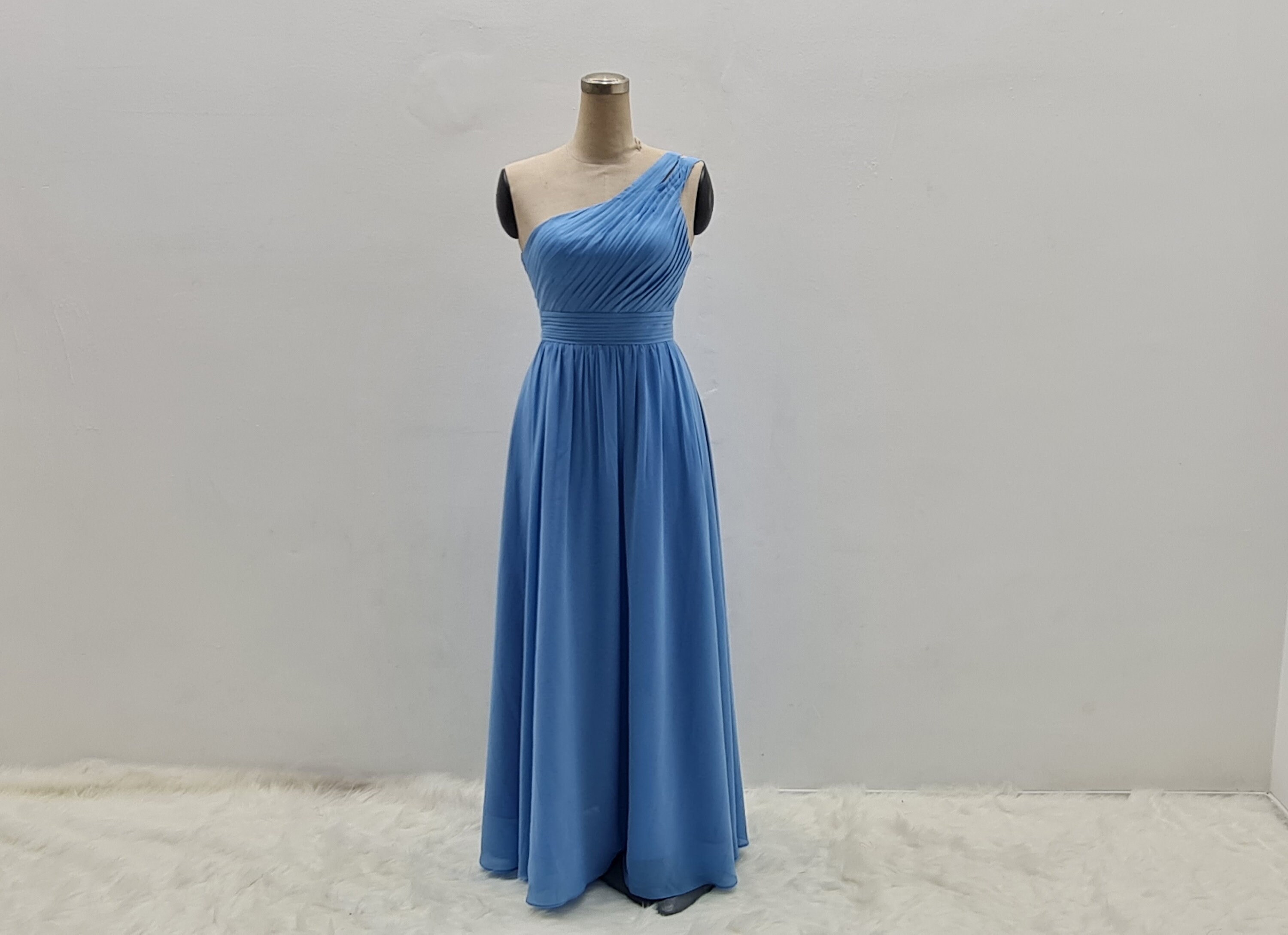 rapunzel bridesmaid dress One Shoulder Spaghetti Strap Mismatched Bridesmaid Dresses Dusty Blue  PB10089 main image 1