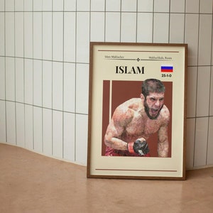 Islam Makhachev, pôsteres do UFC, arte de parede do MMA, presentes do UFC, impressões de lutadores, impressionista, presentes para ele, presente de dia dos pais, decoração de caverna do homem