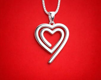 Sterling Silver Double Heart Necklace, Sturdy Box Chain,  Memorial Pendant, Gift for Mom & Wife, Organ Donation Jewelry, Gift Box.