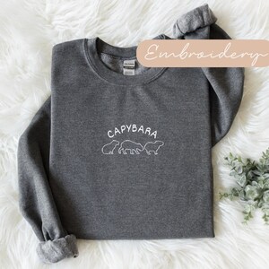 Capybara Sweatshirt, Capybara Gift, Capybara Embroidery, Embroidered Capybara Clothes, Cute Capybara Crewneck, Capybara Lover Sweater